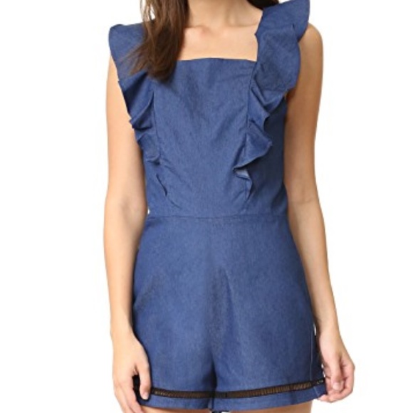 denim ruffle romper
